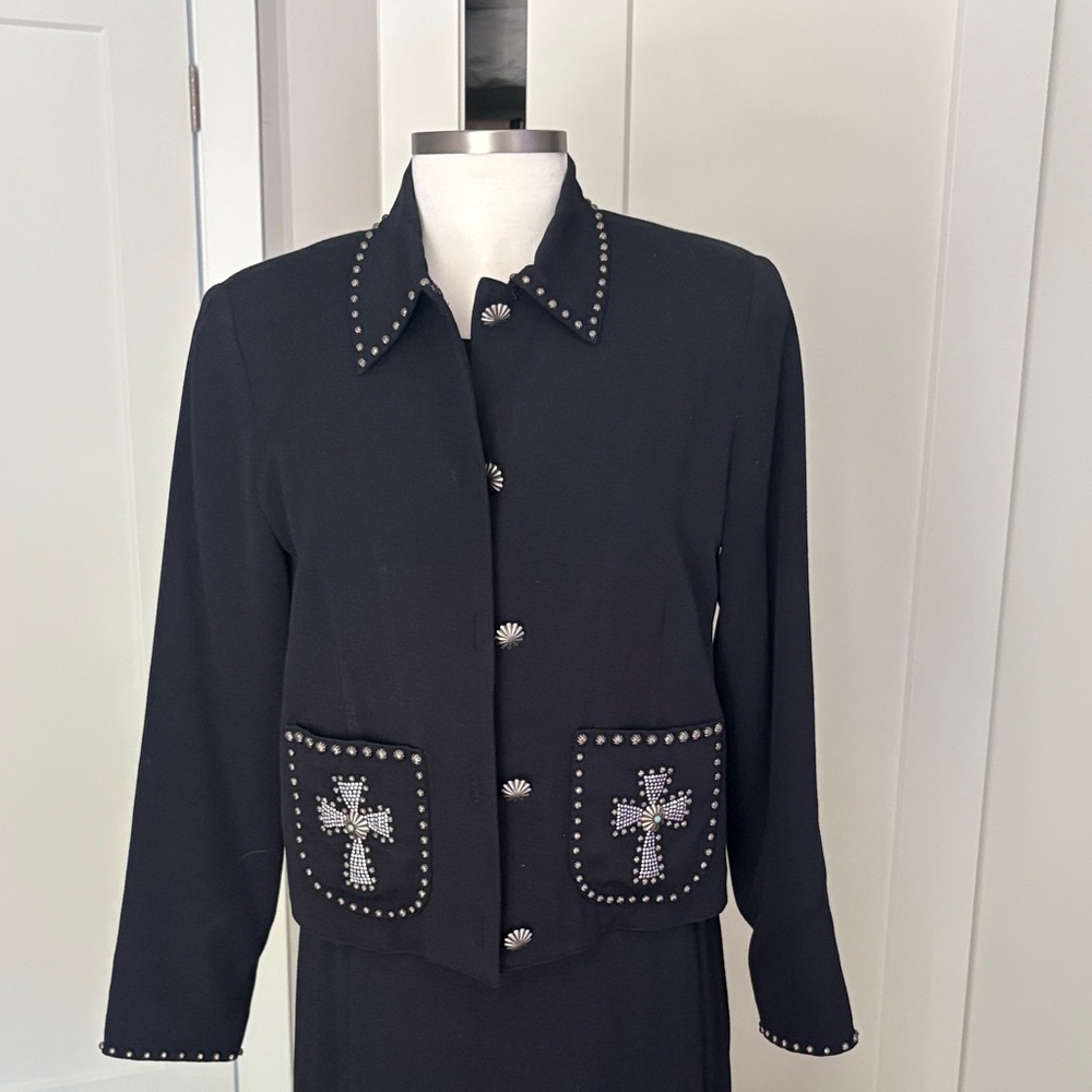 Double D Ranch Black Studded crepe Women's crop Jacket